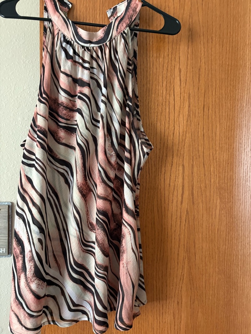 Liverpool Black & Cream Wave-Print Halter Top